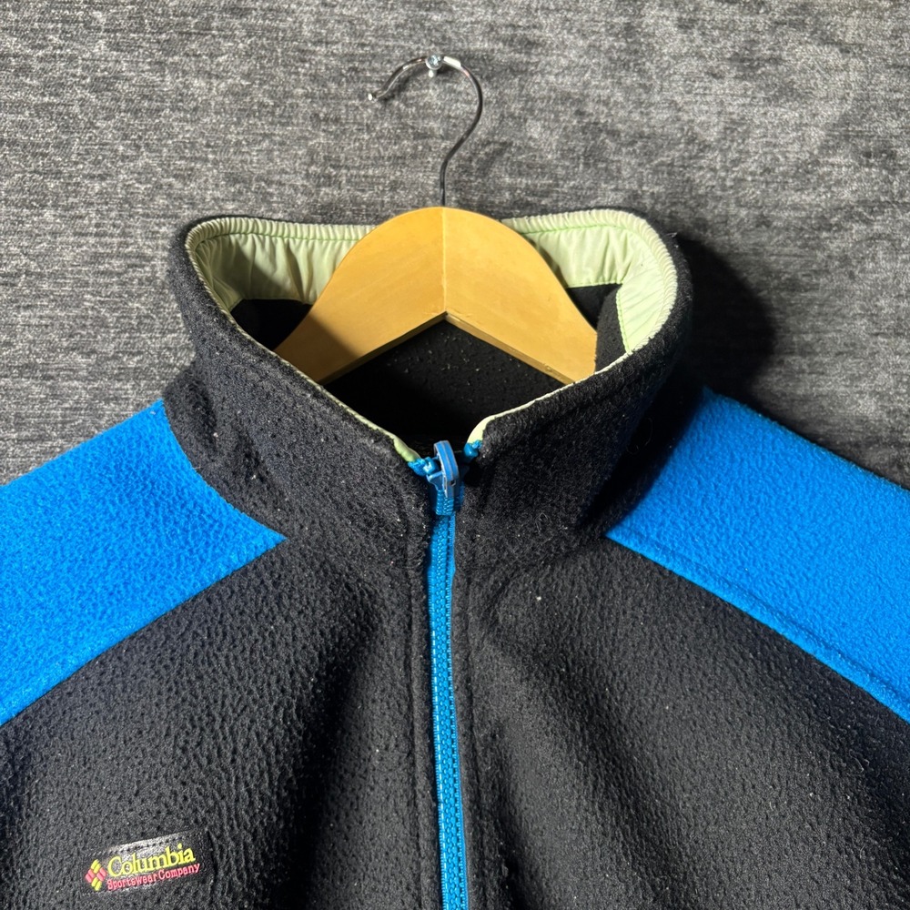 Vintage 90s Columbia Sportswear Fleece Jacket Mens M Black Blue Colorblock USA - Picture 8 of 11